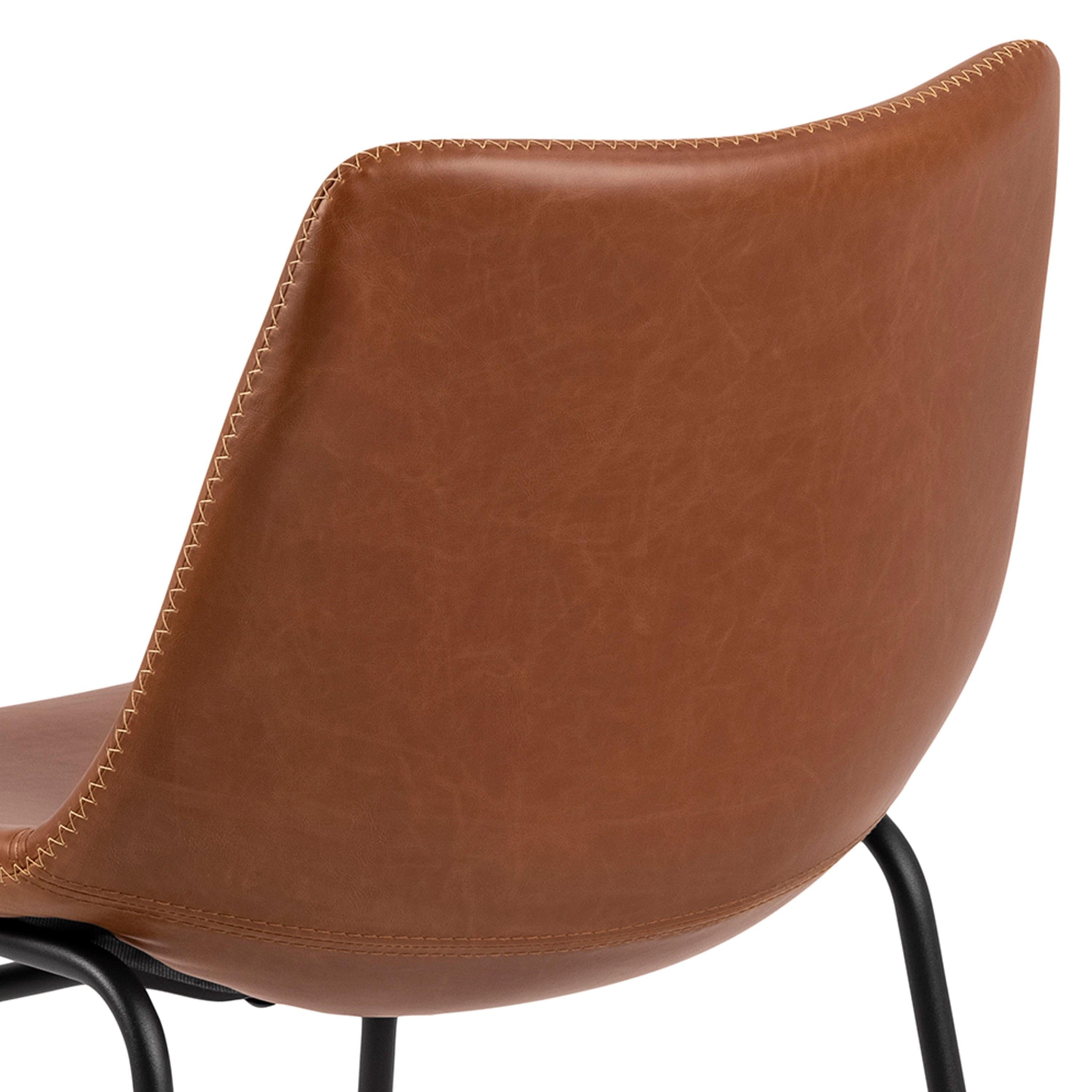 I_Oregon Dining Chair in Brown with Cream Stitching Set of 2. - image 5
