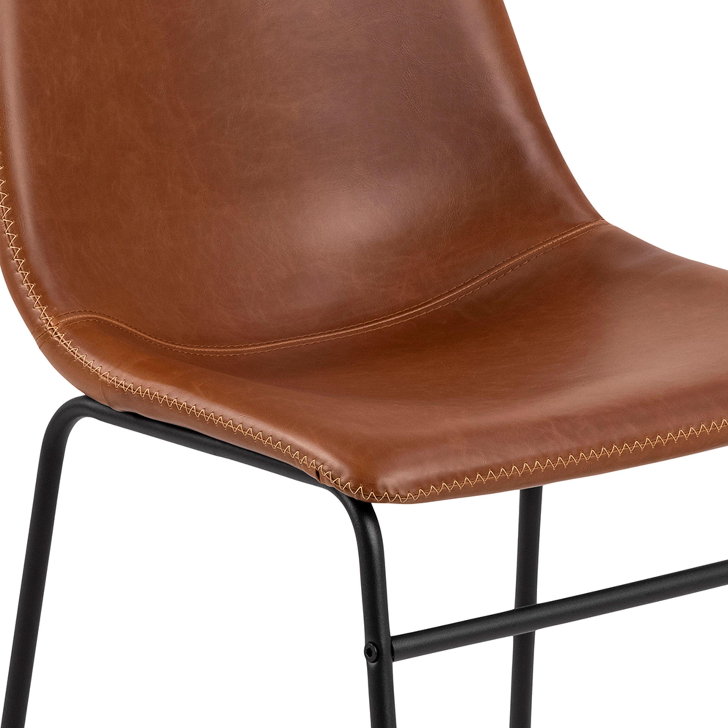 I_Oregon Dining Chair in Brown with Cream Stitching Set of 2. - image 6
