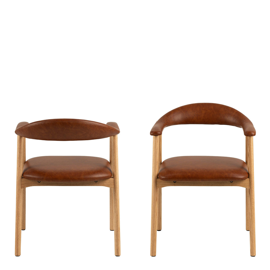 Addi Dining Chair with Armrest in PU Retro Brandy Set of 2 - image 2