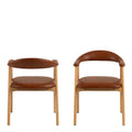 Addi Dining Chair with Armrest in PU Retro Brandy Set of 2 - image 2