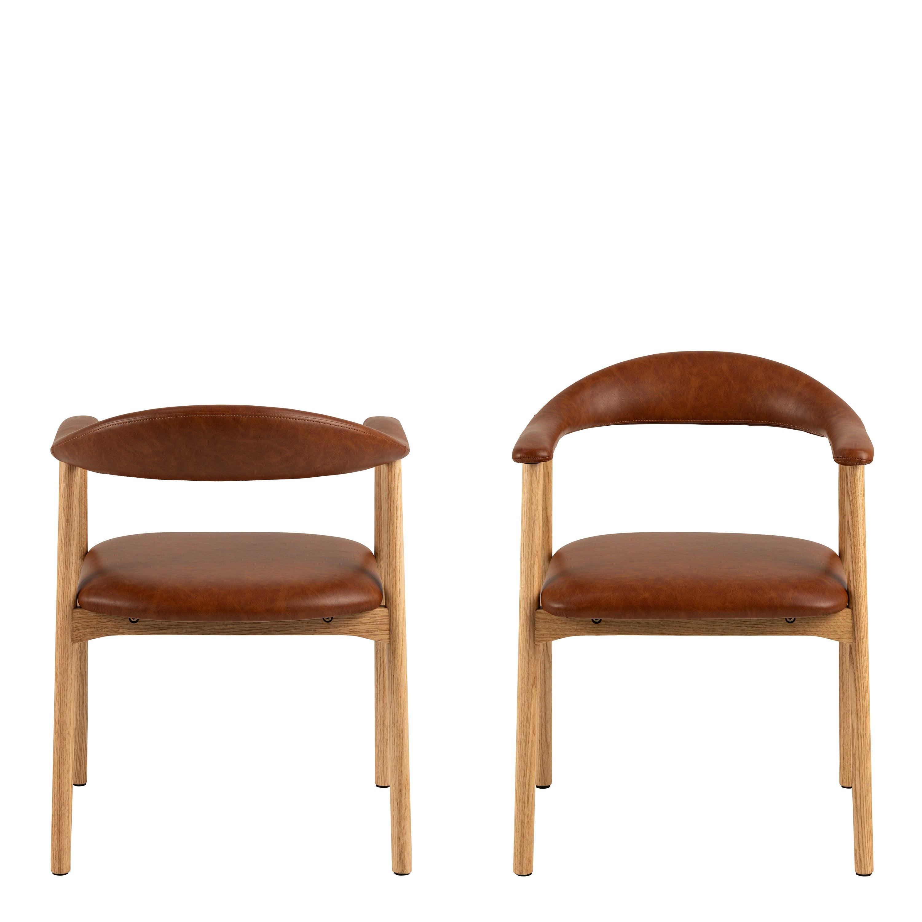 Addi Dining Chair with Armrest in PU Retro Brandy Set of 2 - image 2