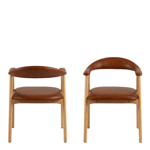 Addi Dining Chair with Armrest in PU Retro Brandy Set of 2 - image 2