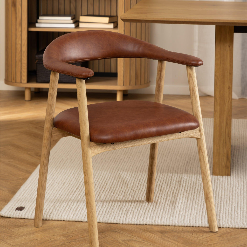 Addi Dining Chair with Armrest in PU Retro Brandy Set of 2 - image 4