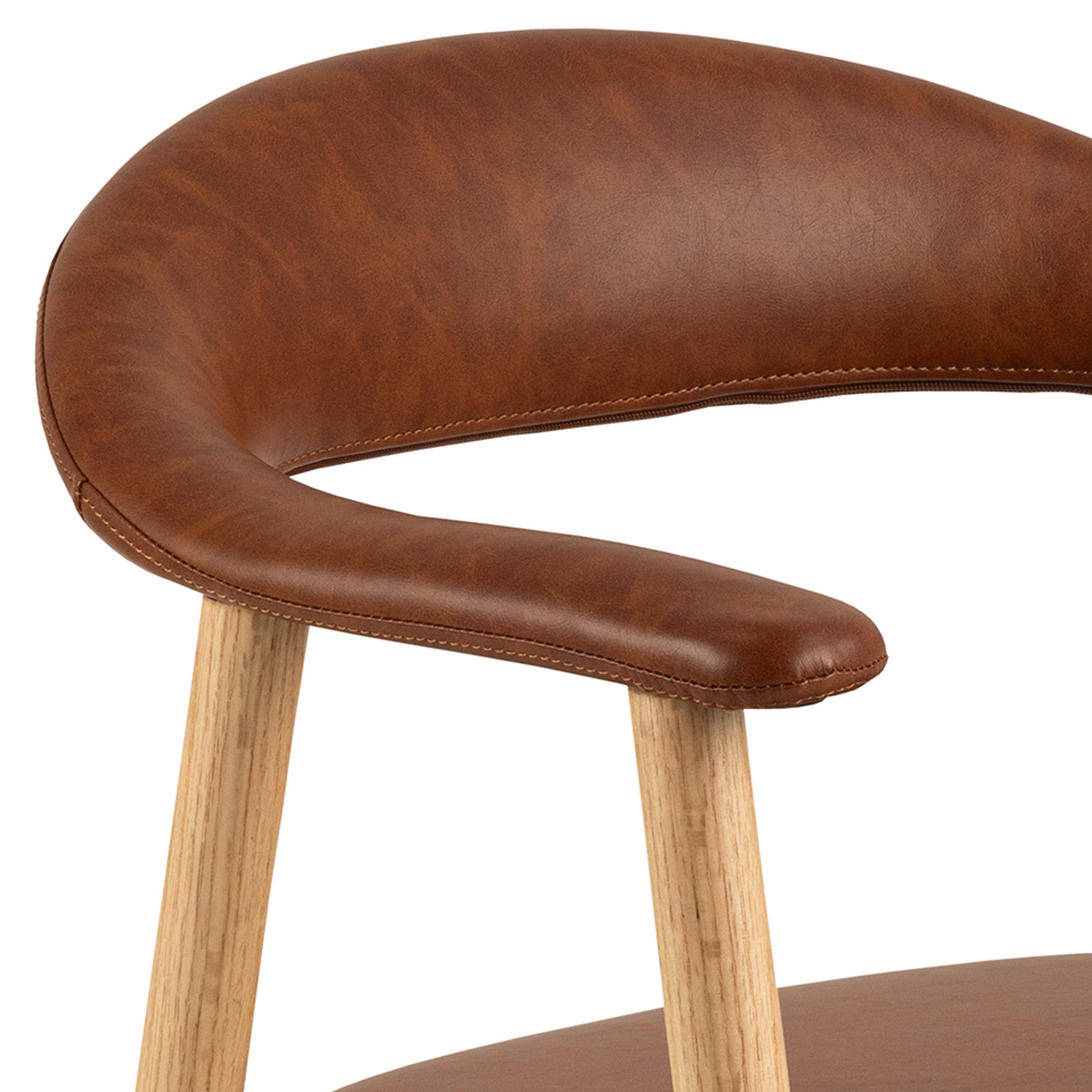 Addi Dining Chair with Armrest in PU Retro Brandy Set of 2 - image 5