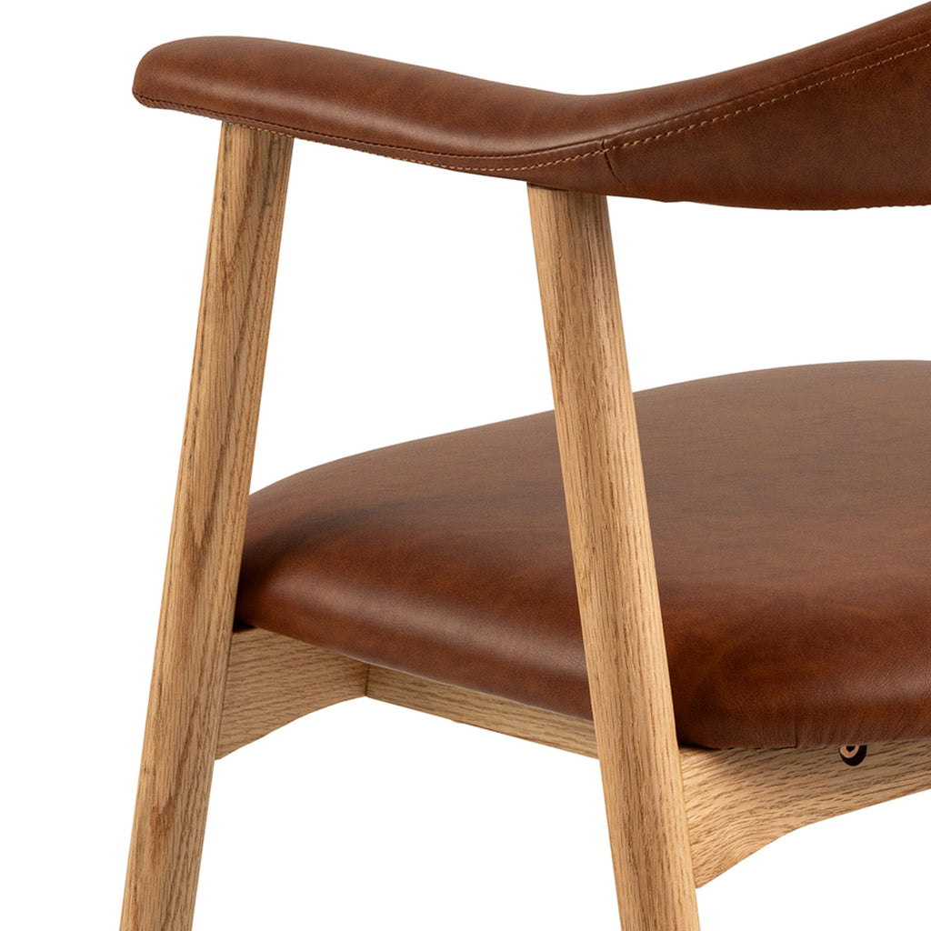 Addi Dining Chair with Armrest in PU Retro Brandy Set of 2 - image 6