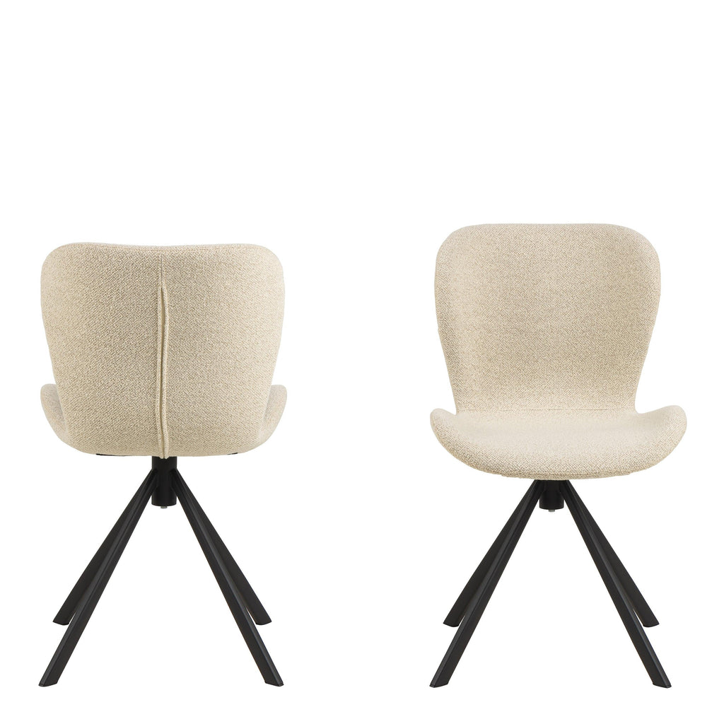 Batilda Swivel Dining Chairs in Cream Fabic Set of 2 - image 2