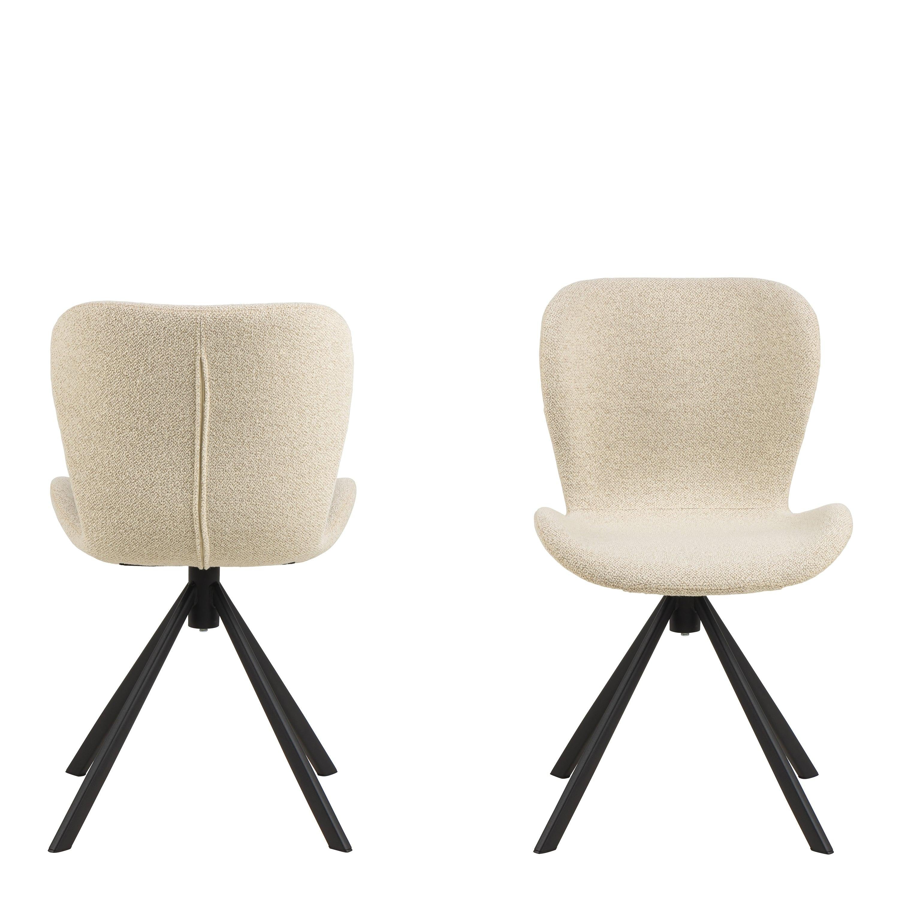 Batilda Swivel Dining Chairs in Cream Fabic Set of 2 - image 2