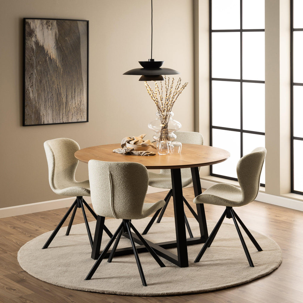 Batilda Swivel Dining Chairs in Cream Fabic Set of 2 - image 4