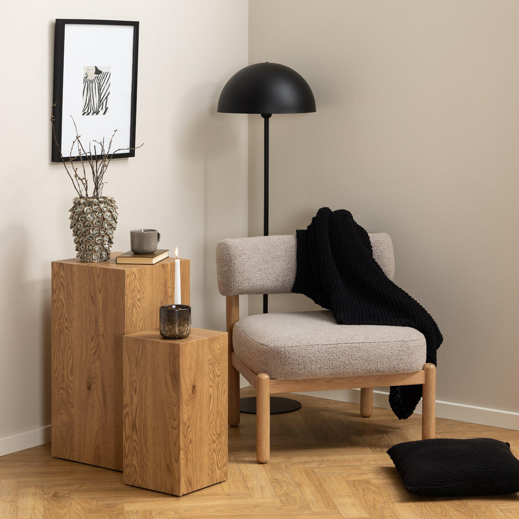 Burley Lounge Chair in Beige Fabric and Oak - image 4