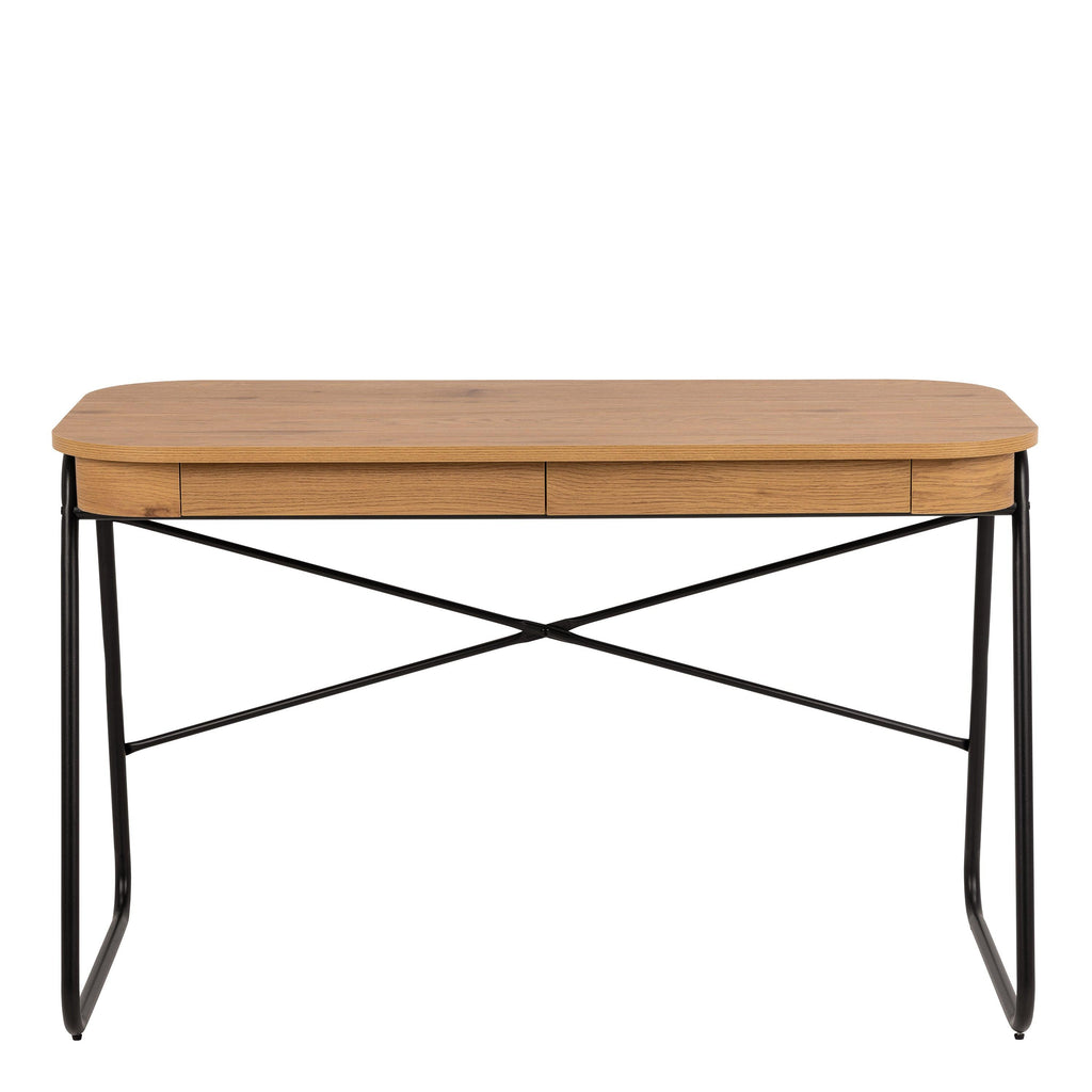 Blueton Office Desk with 2 Drawers in Black and Oak - image 2
