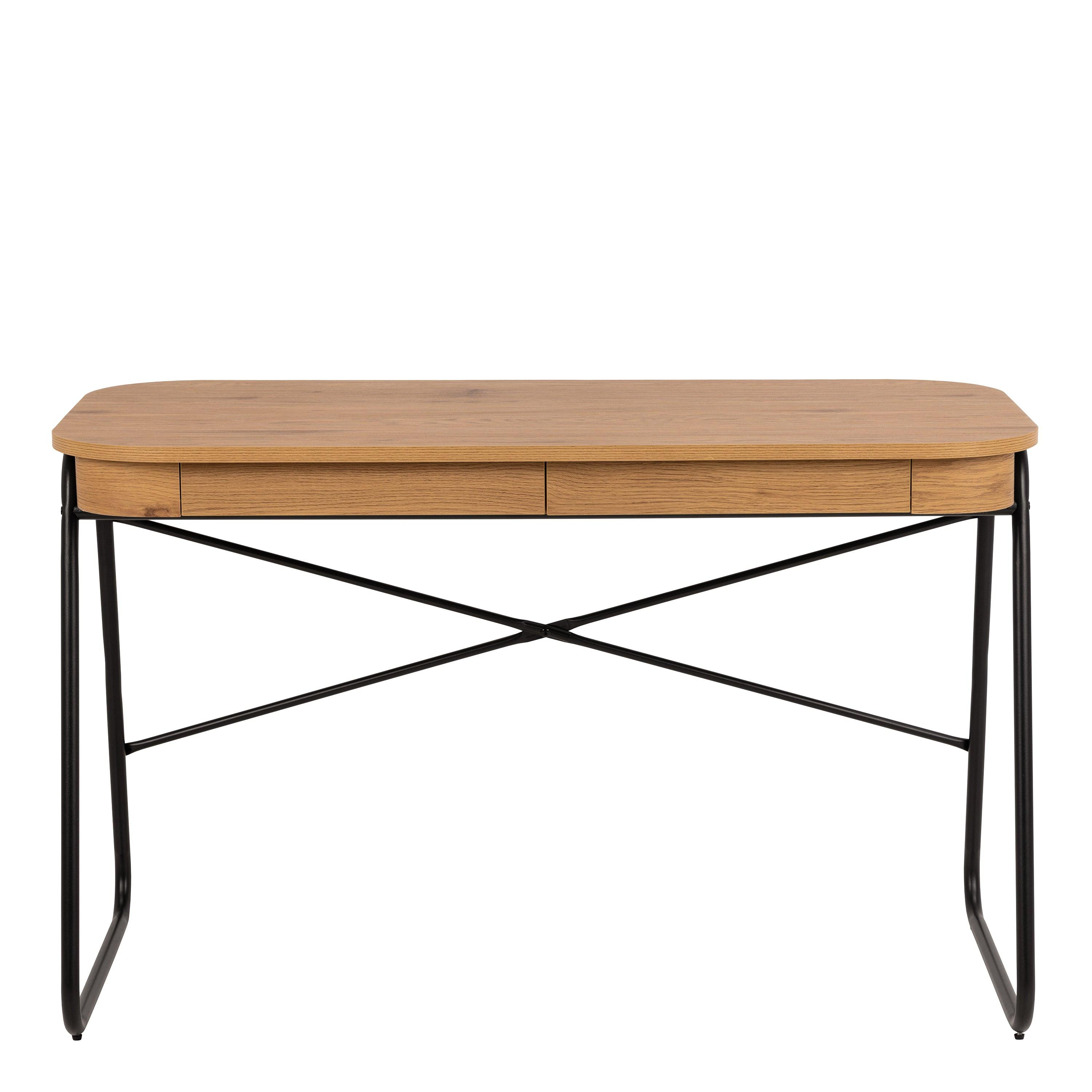 Blueton Office Desk with 2 Drawers in Black and Oak - image 2