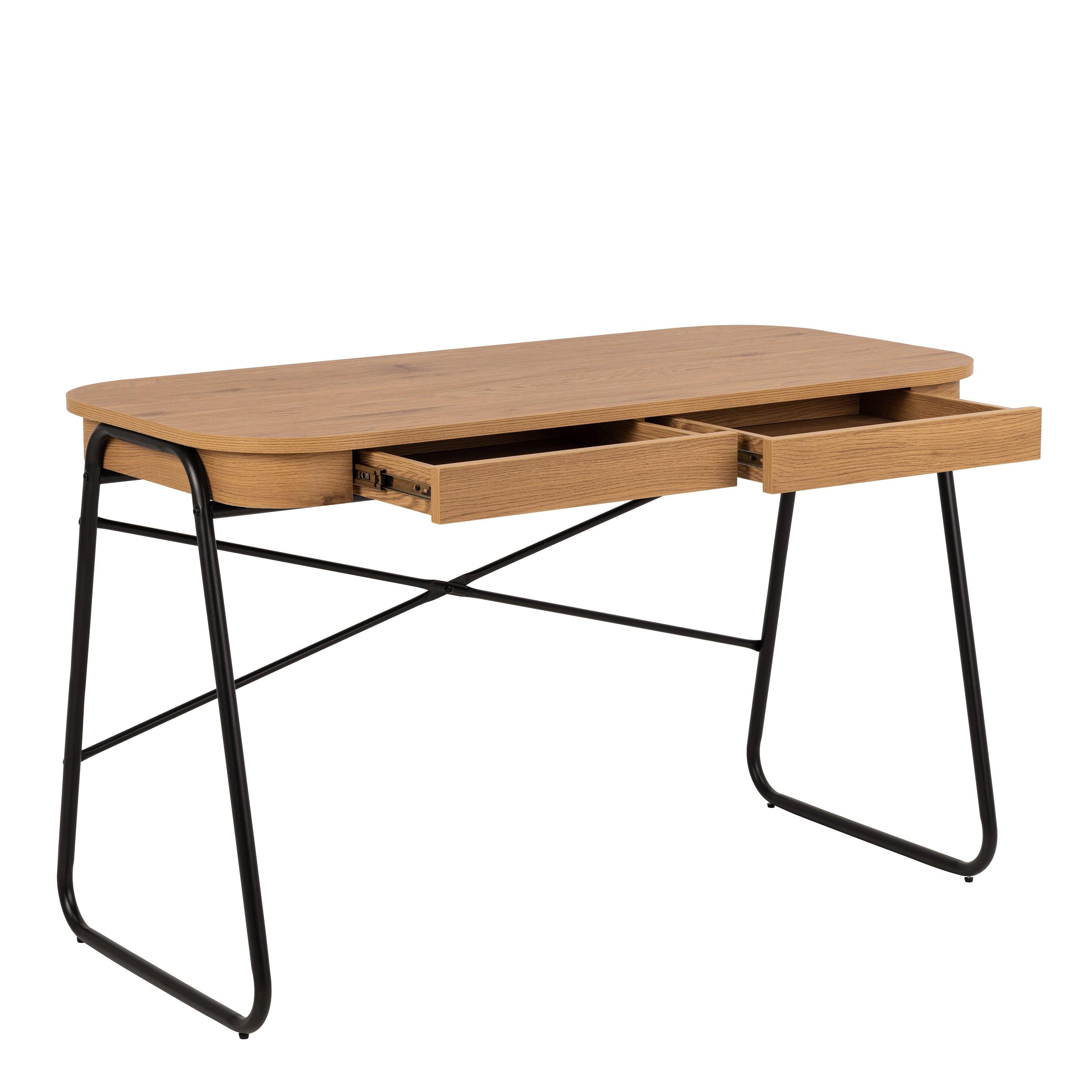 Blueton Office Desk with 2 Drawers in Black and Oak - image 4