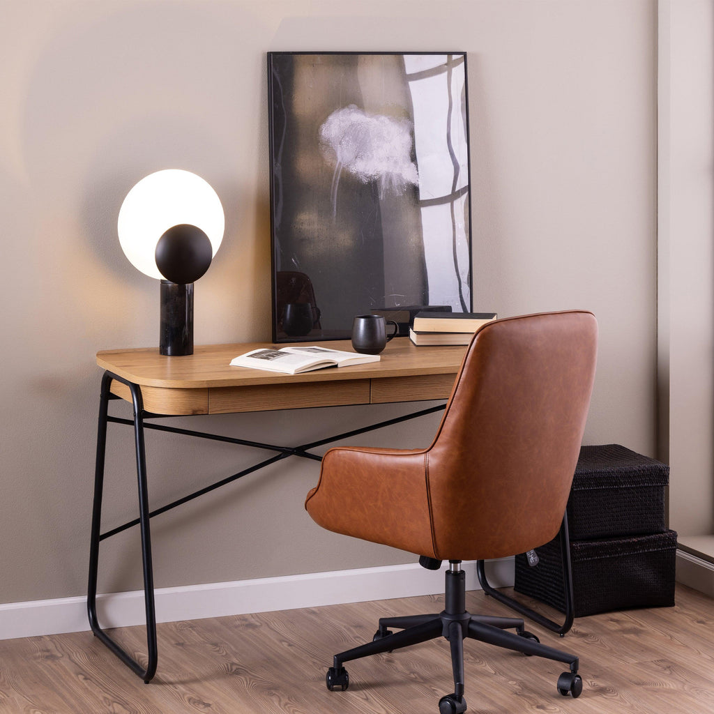 Blueton Office Desk with 2 Drawers in Black and Oak - image 5