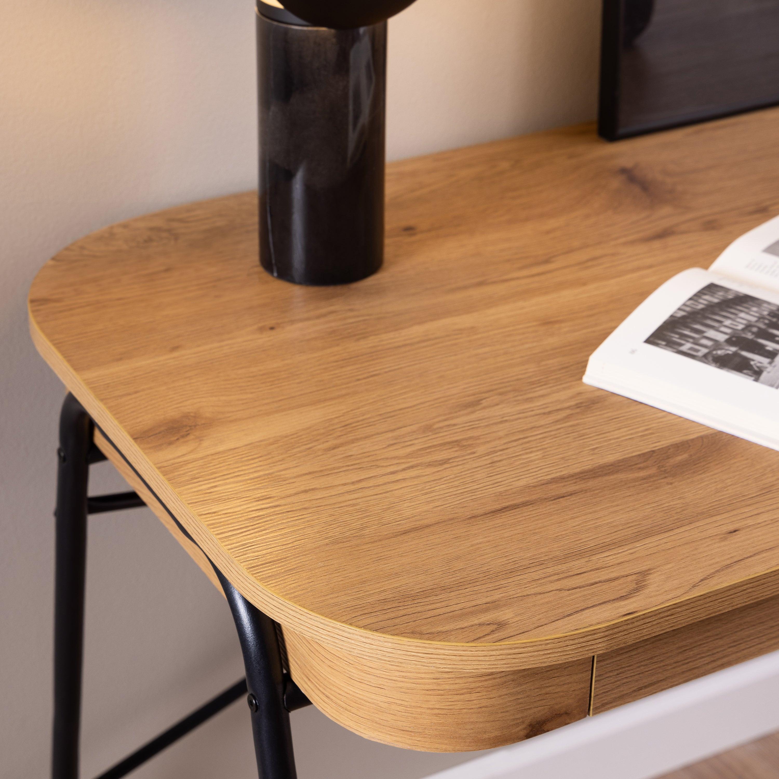 Blueton Office Desk with 2 Drawers in Black and Oak - image 6