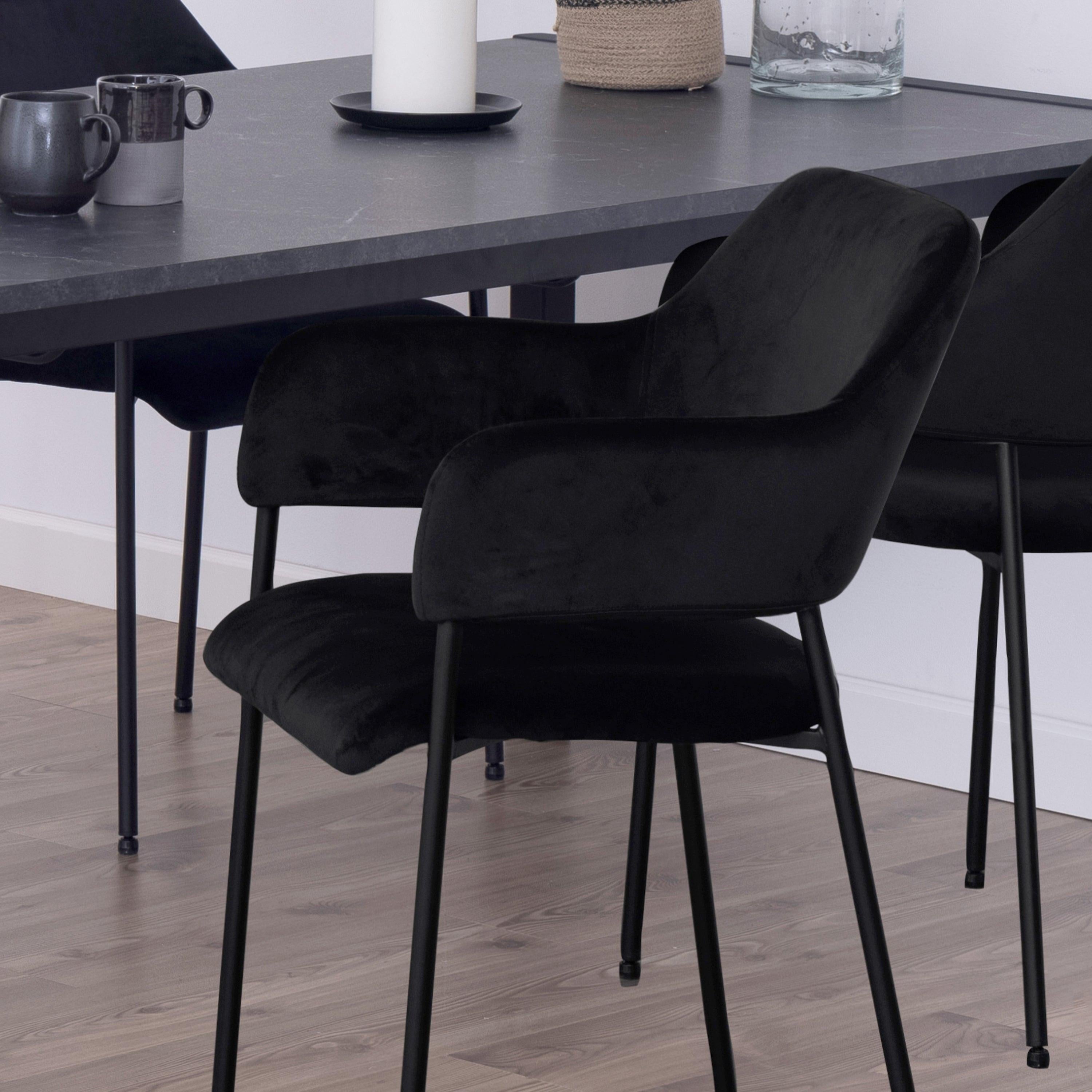 Lima Dining Chair with Armrest in Black Set of 2 - image 6