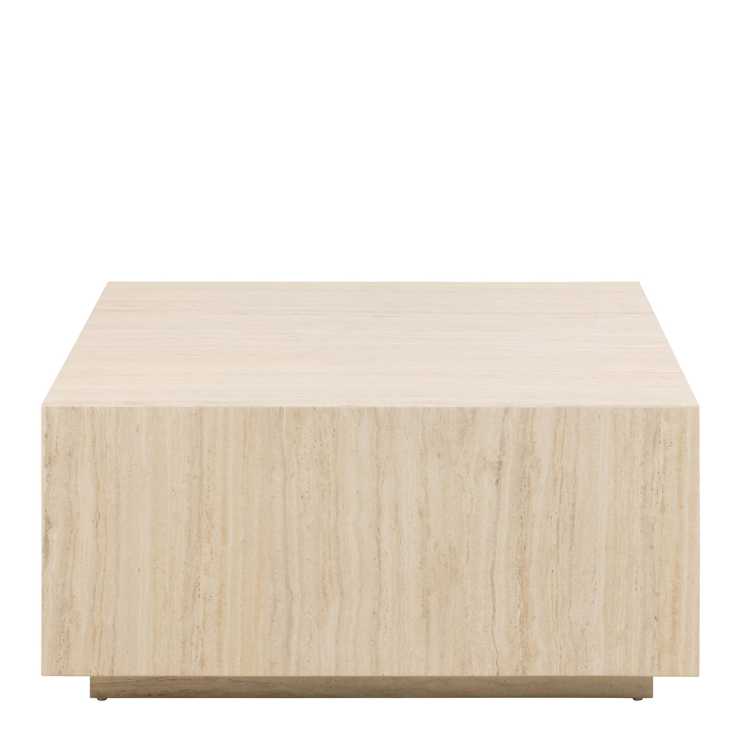 Dice Square Coffee Table in Light Travertine Effect 90x90x42cm - image 2