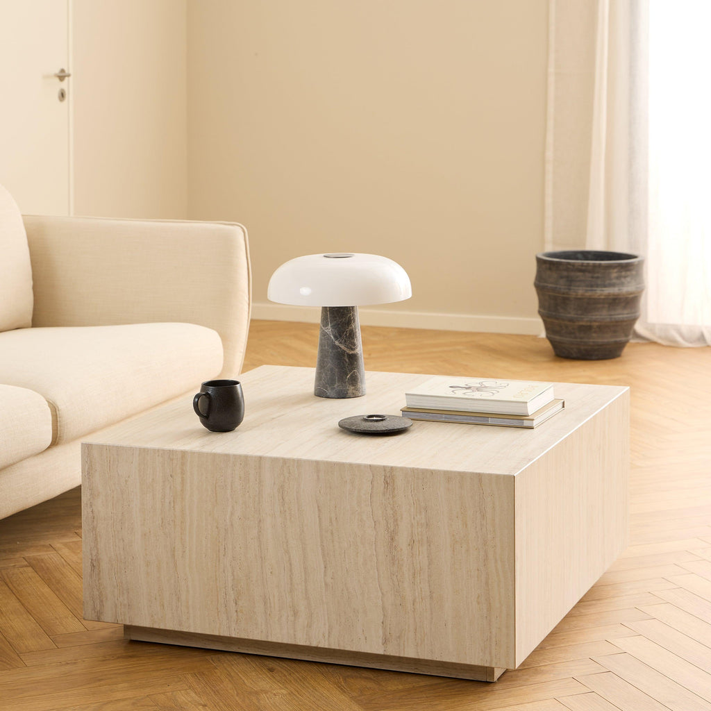 Dice Square Coffee Table in Light Travertine Effect 90x90x42cm - image 3