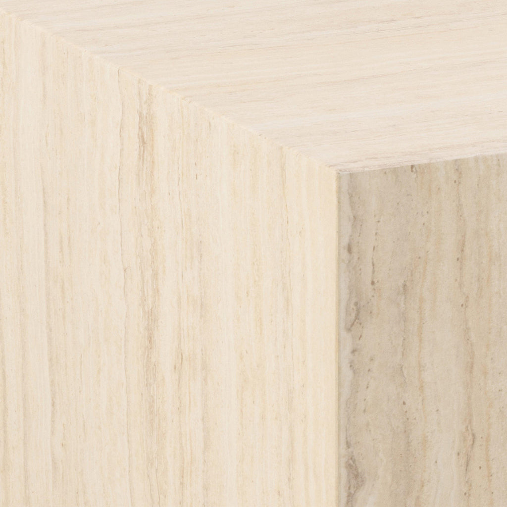 Dice Square Coffee Table in Light Travertine Effect 90x90x42cm - image 5