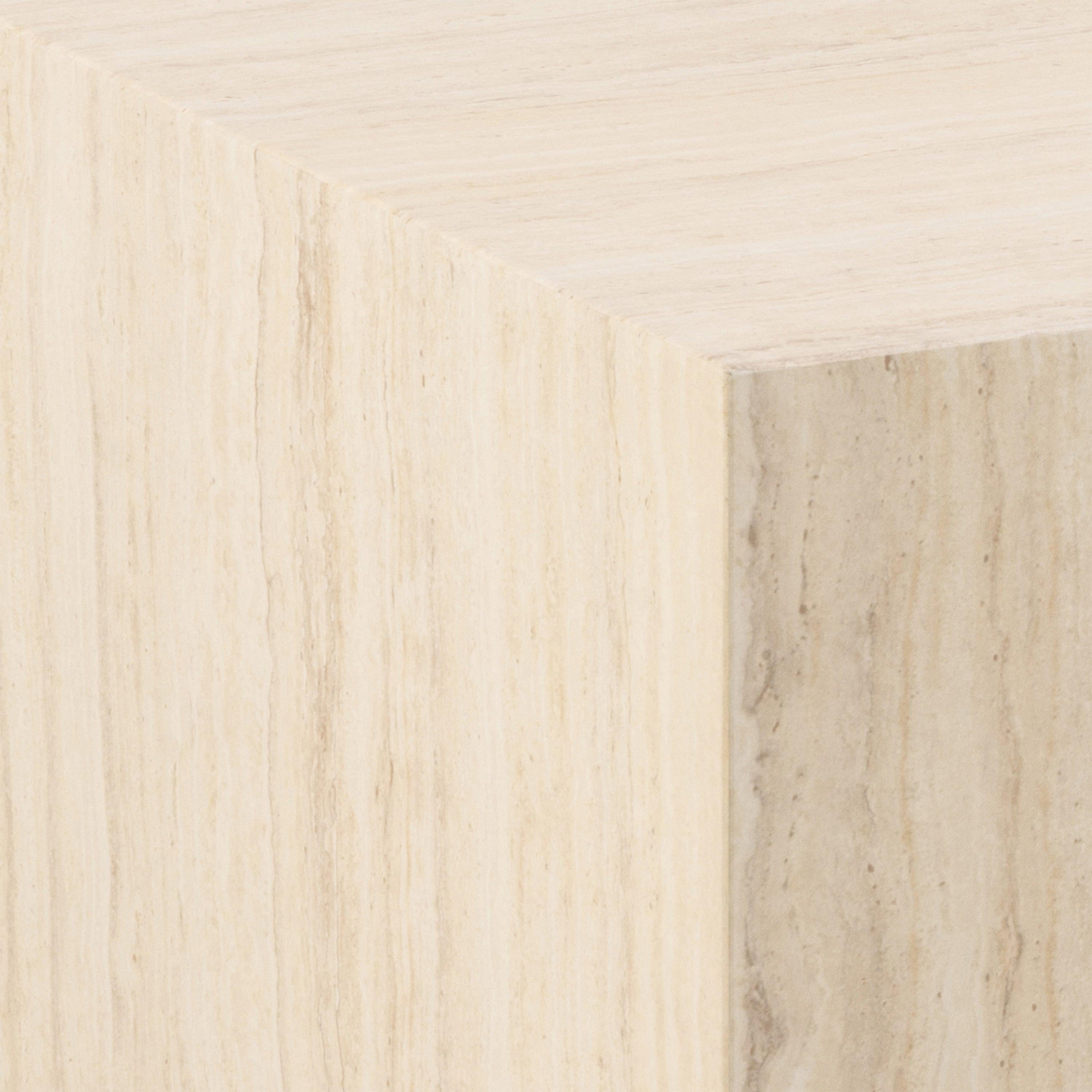 Dice Square Coffee Table in Light Travertine Effect 90x90x42cm - image 5