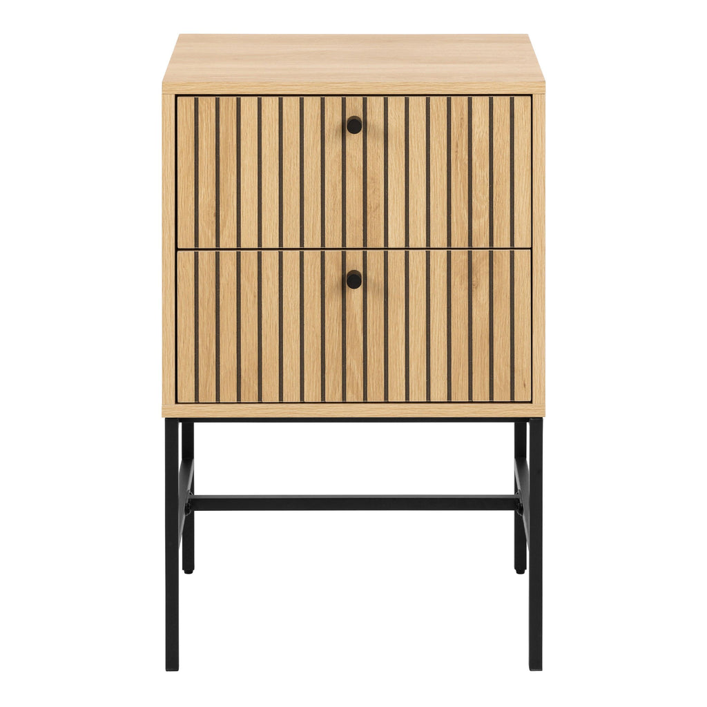 Albany 2 Drawer Bedside Table in Oak/Black Legs - image 2