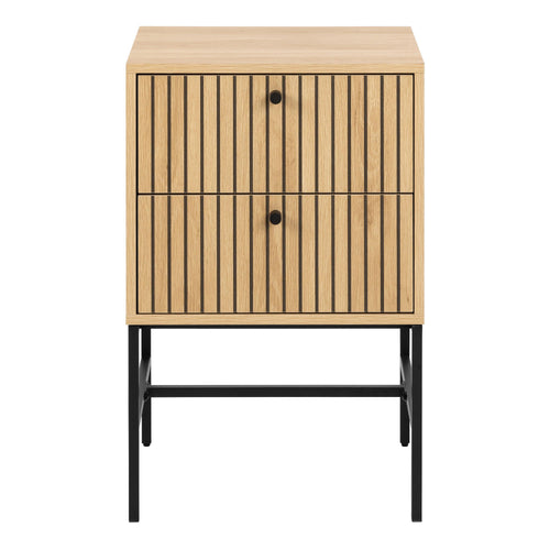 Albany 2 Drawer Bedside Table in Oak/Black Legs - image 2