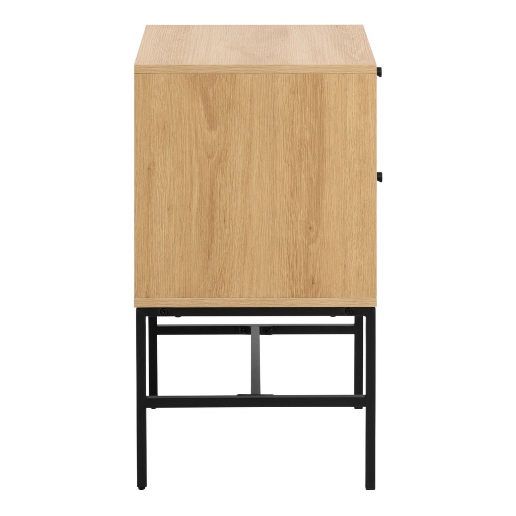 Albany 2 Drawer Bedside Table in Oak/Black Legs - image 3