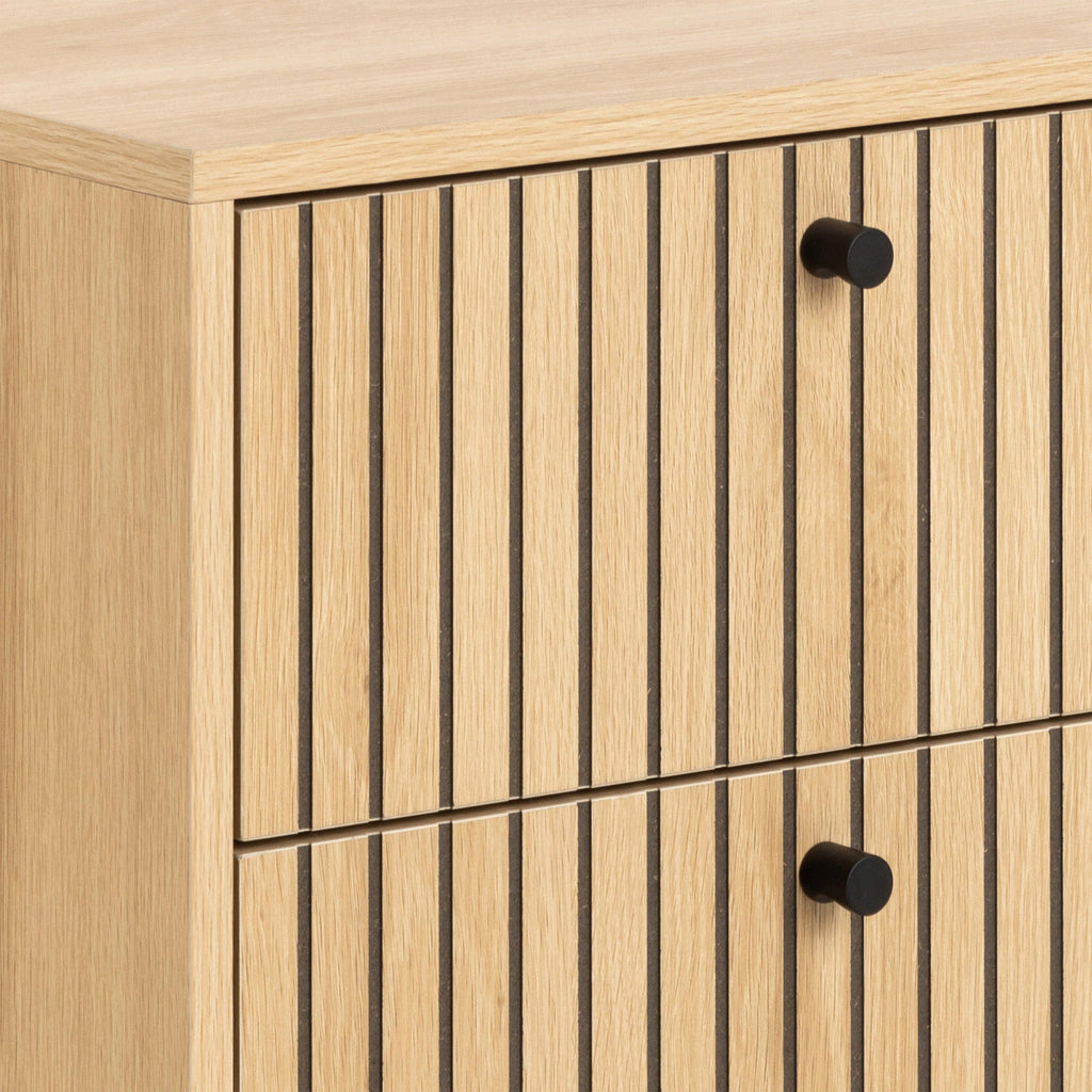 Albany 2 Drawer Bedside Table in Oak/Black Legs - image 6