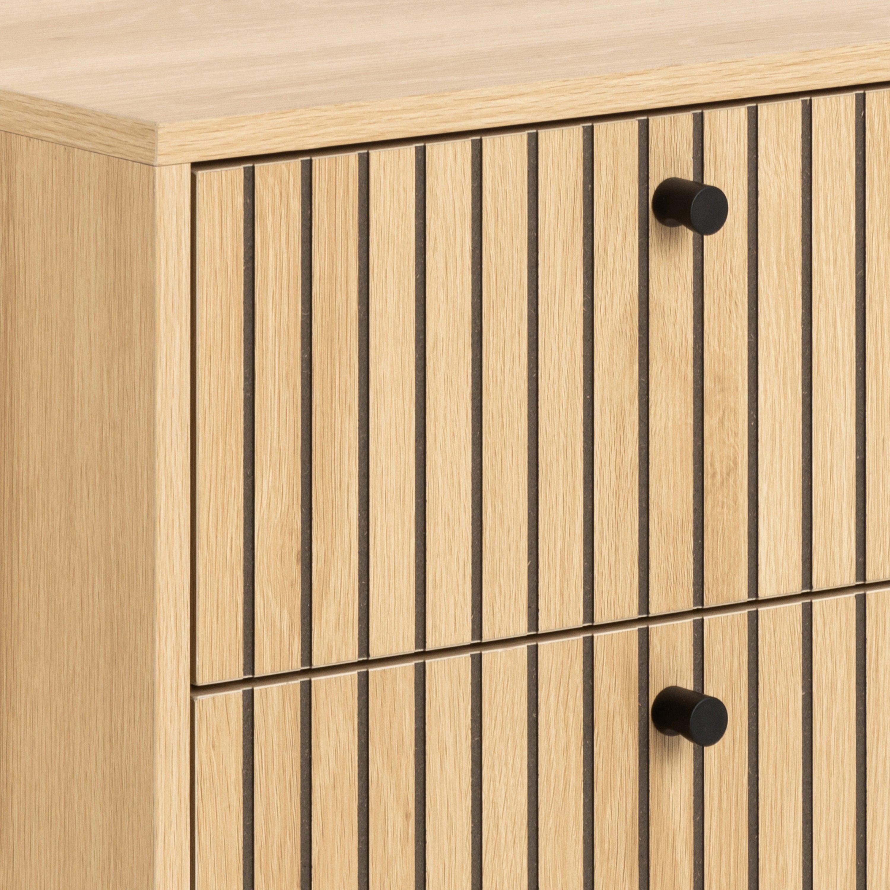 Albany 2 Drawer Bedside Table in Oak/Black Legs - image 6