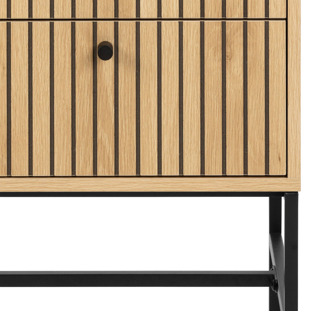 Albany 2 Drawer Bedside Table in Oak/Black Legs - image 7