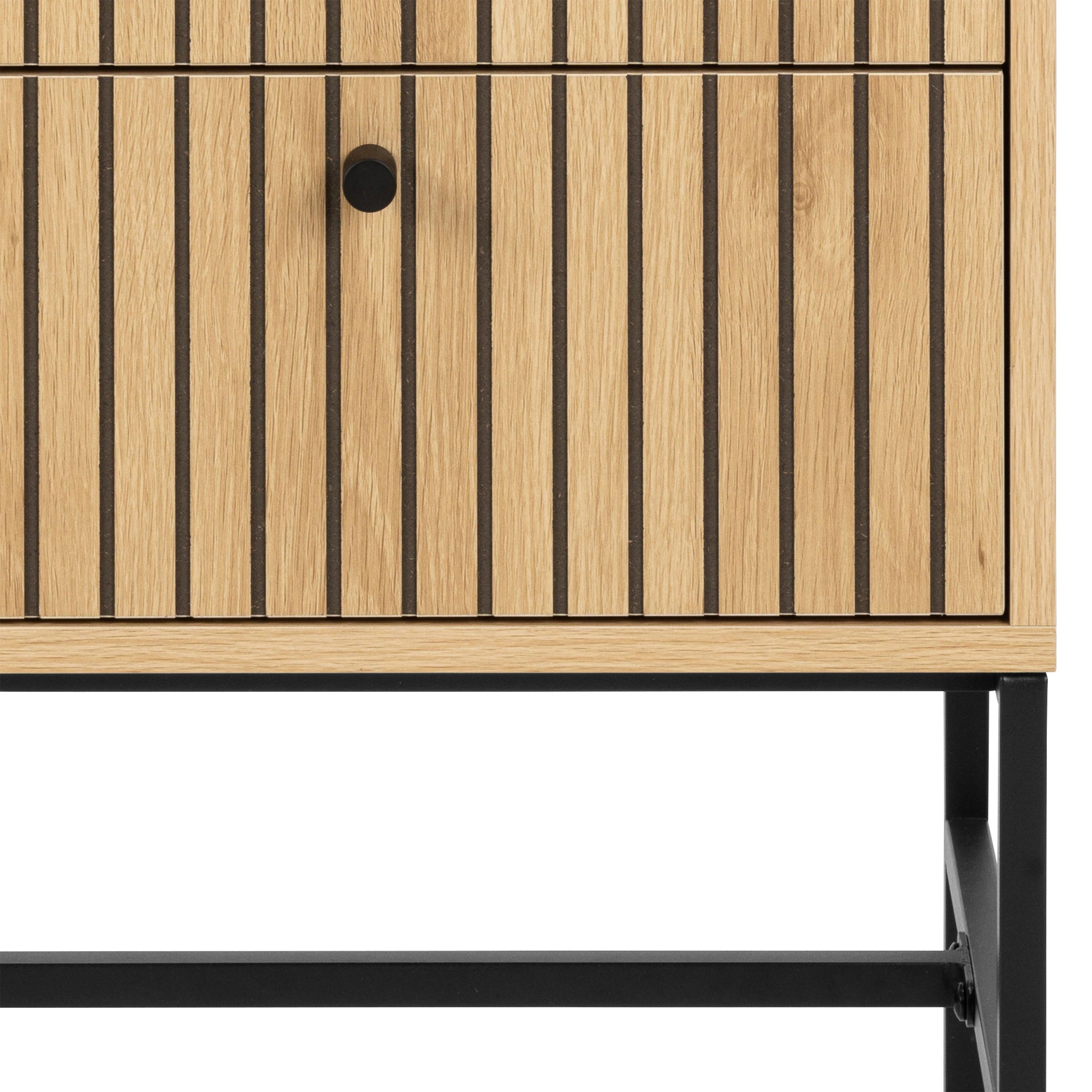 Albany 2 Drawer Bedside Table in Oak/Black Legs - image 7