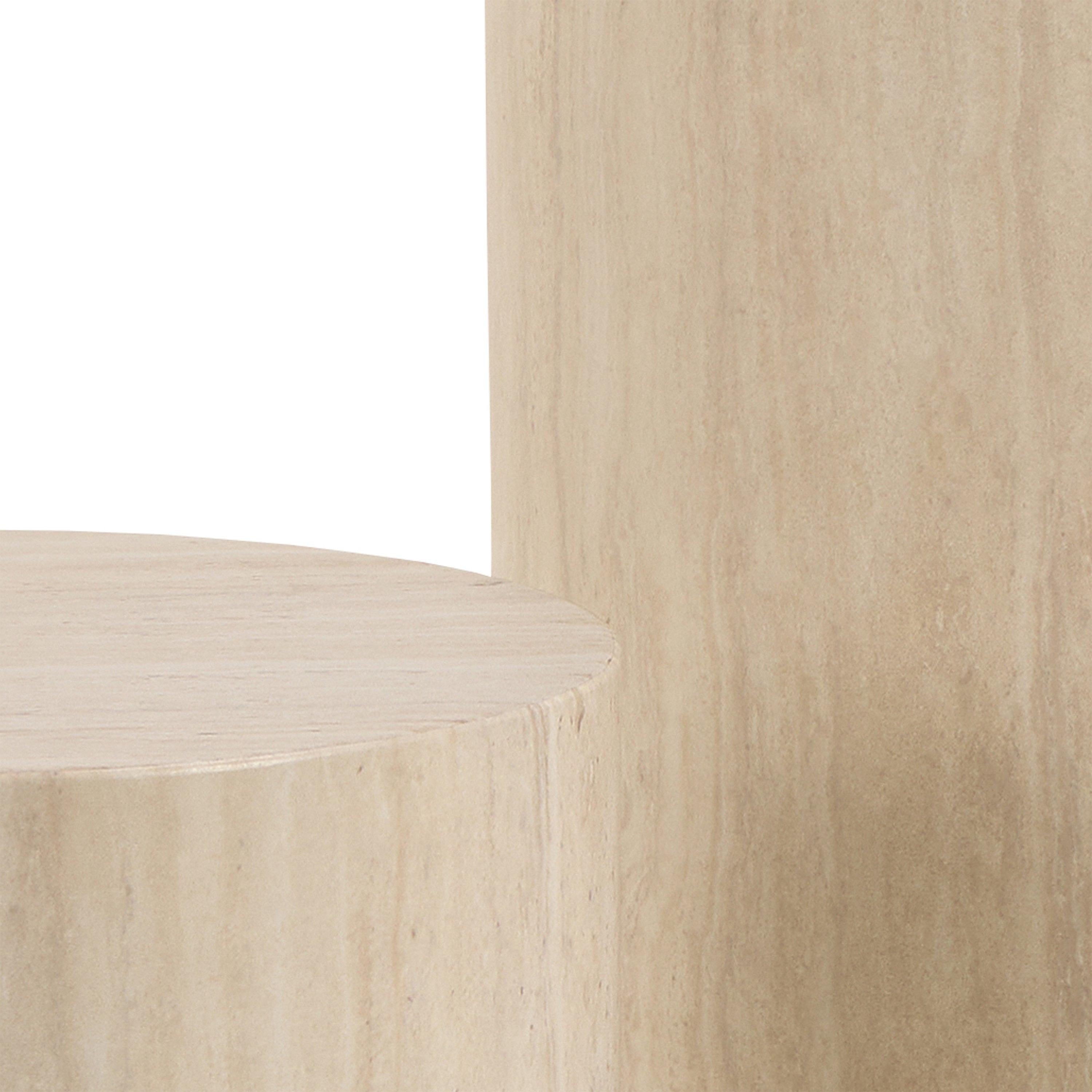 Dice Round Pedestal Set of 2 in Travertine Rough Paper - image 6