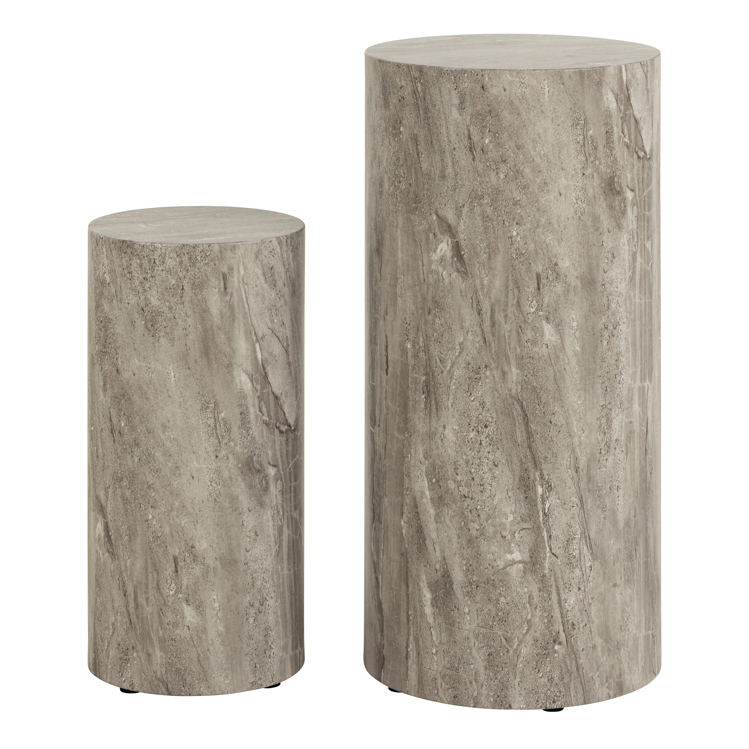 Dice Round Pedestal Set of 2 in Grey Marble and River Rough Paper - image 2