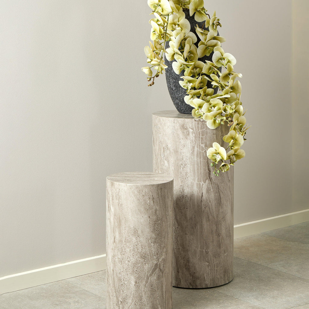 Dice Round Pedestal Set of 2 in Grey Marble and River Rough Paper - image 4