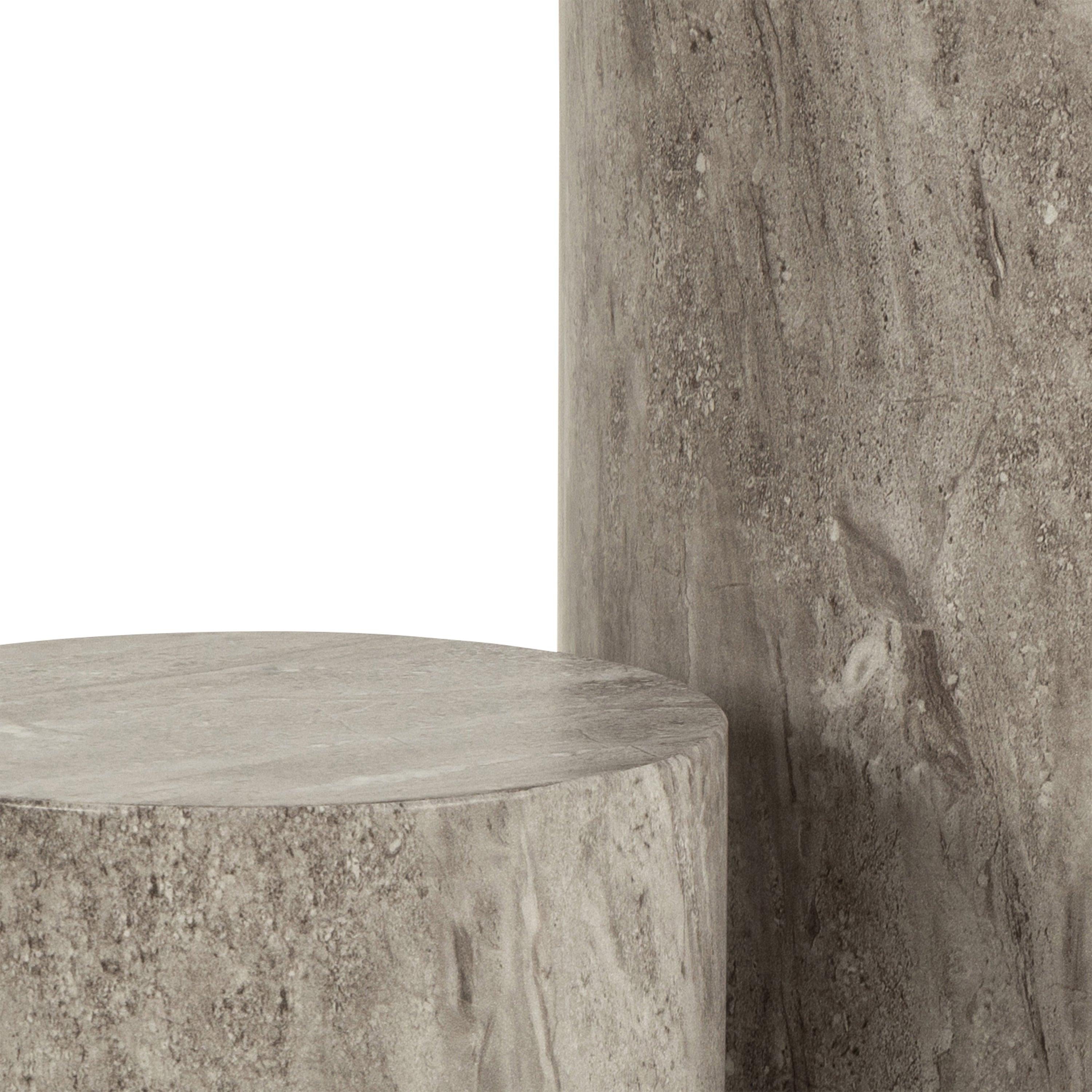 Dice Round Pedestal Set of 2 in Grey Marble and River Rough Paper - image 6