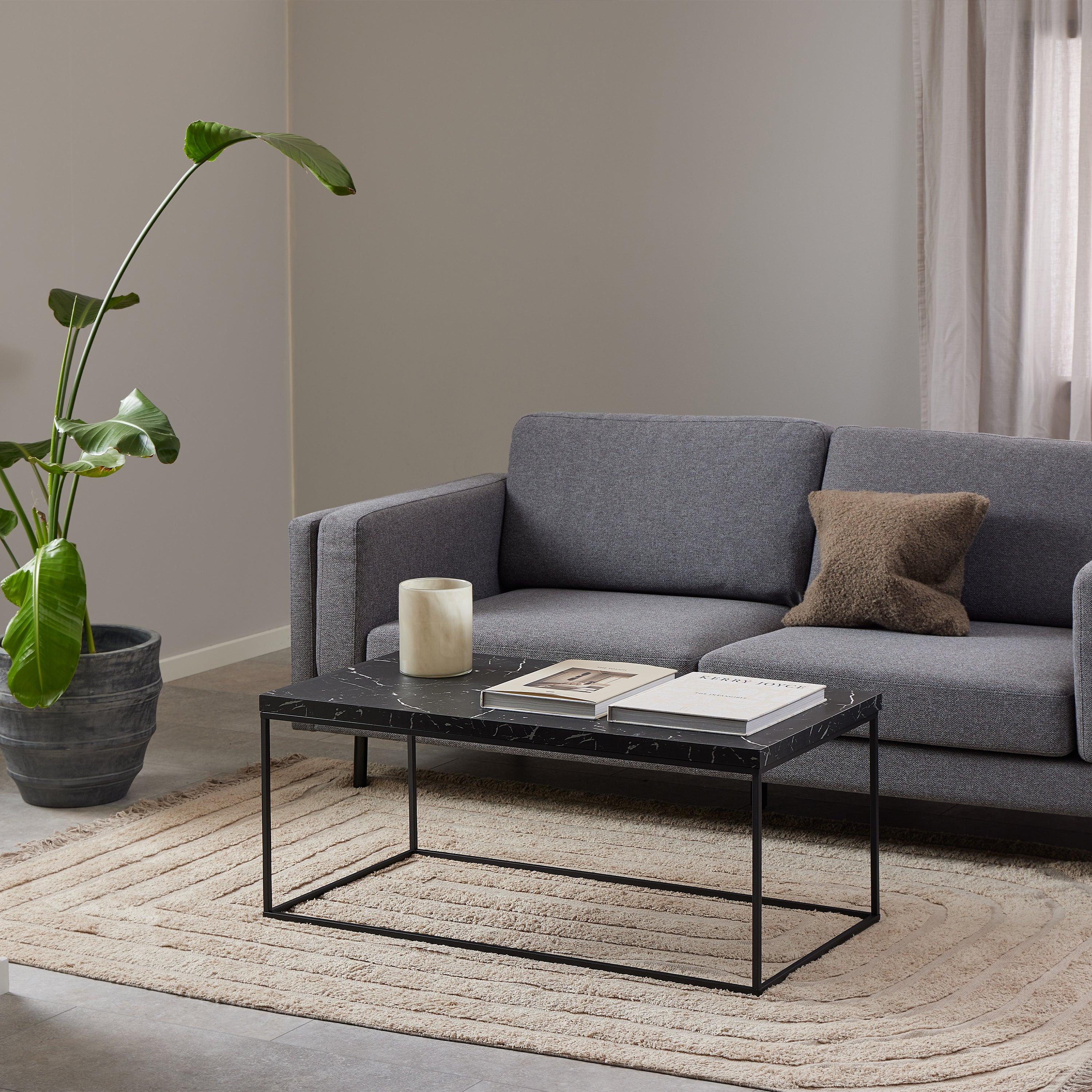 Barossa Coffee Table with Black Marble Marquina Top & Black Steel Base 110x55x45cm - image 7