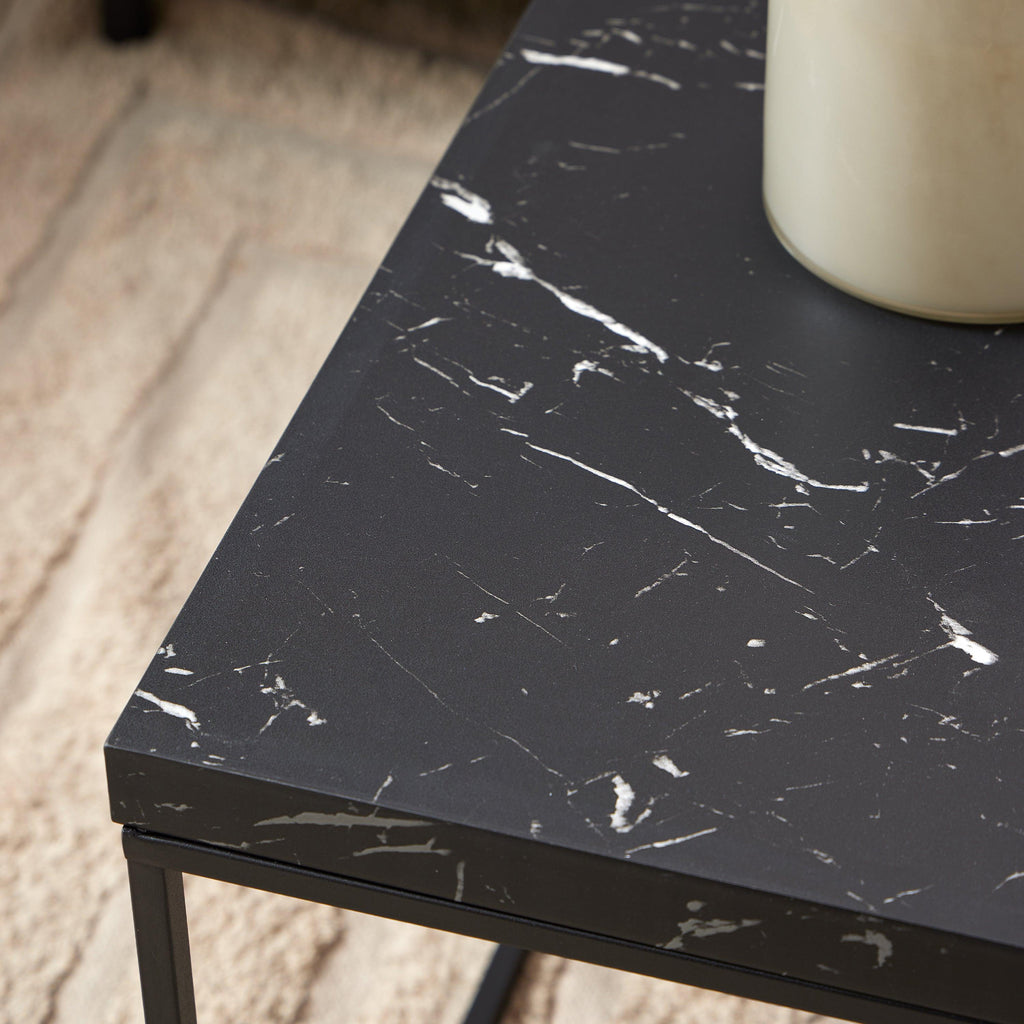 Barossa Coffee Table with Black Marble Marquina Top & Black Steel Base 110x55x45cm - image 3