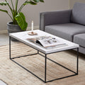 Barossa Coffee Table with White Marble Carrara Top & Black Steel Base 110x55x45cm - image 3