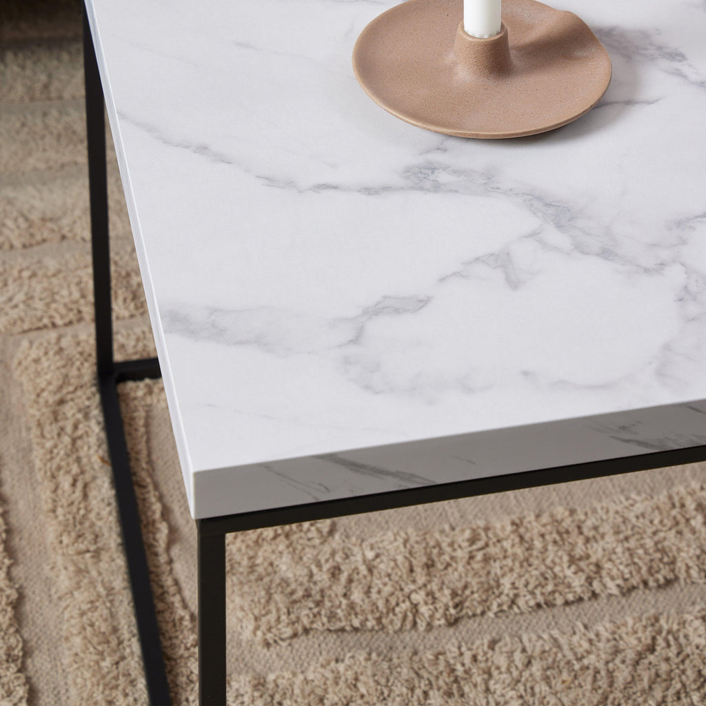 Barossa Coffee Table with White Marble Carrara Top & Black Steel Base 110x55x45cm - image 4