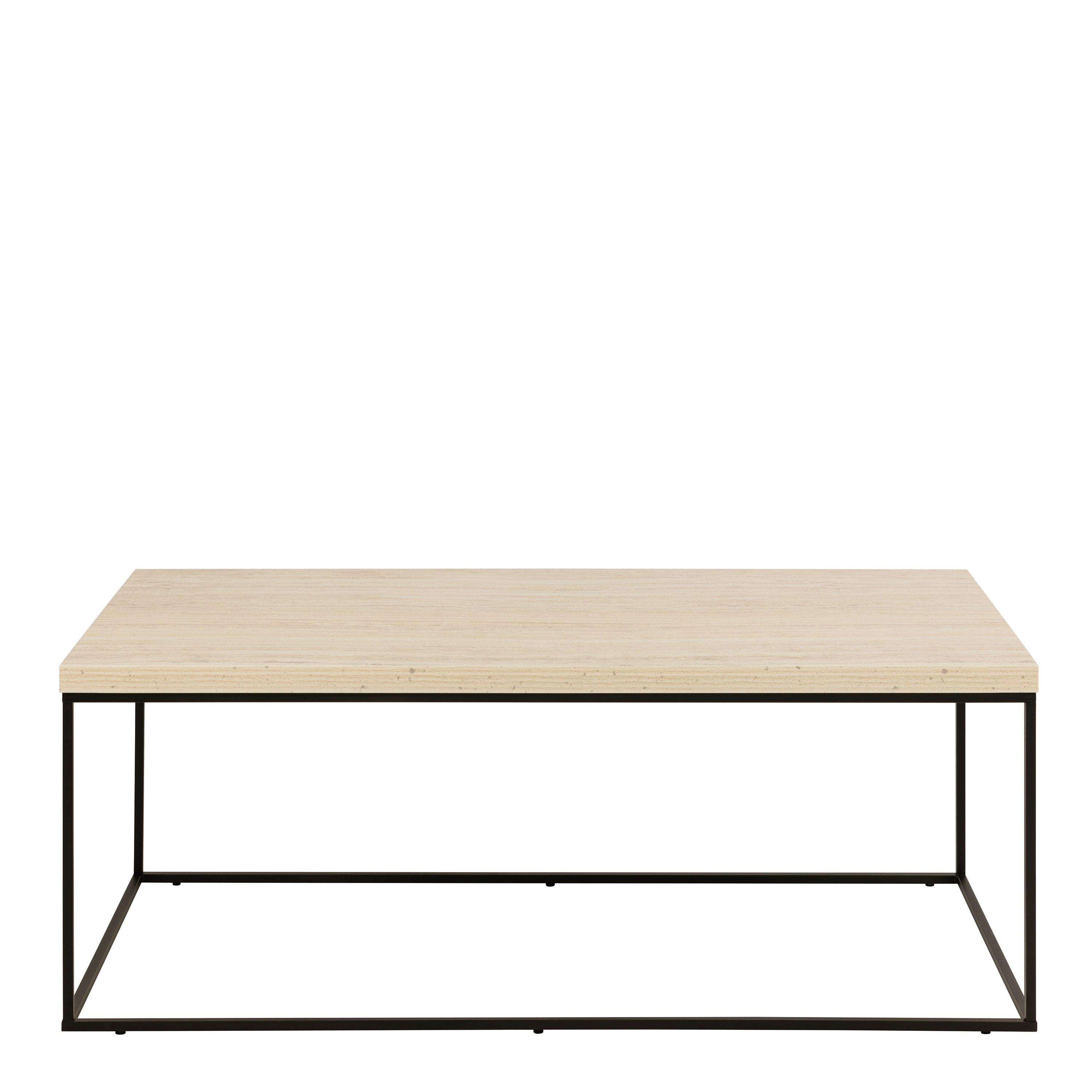 Barossa Coffee Table with Travertine Rough Paper Top & Black Powder Steel Base 110x55x45cm - image 2