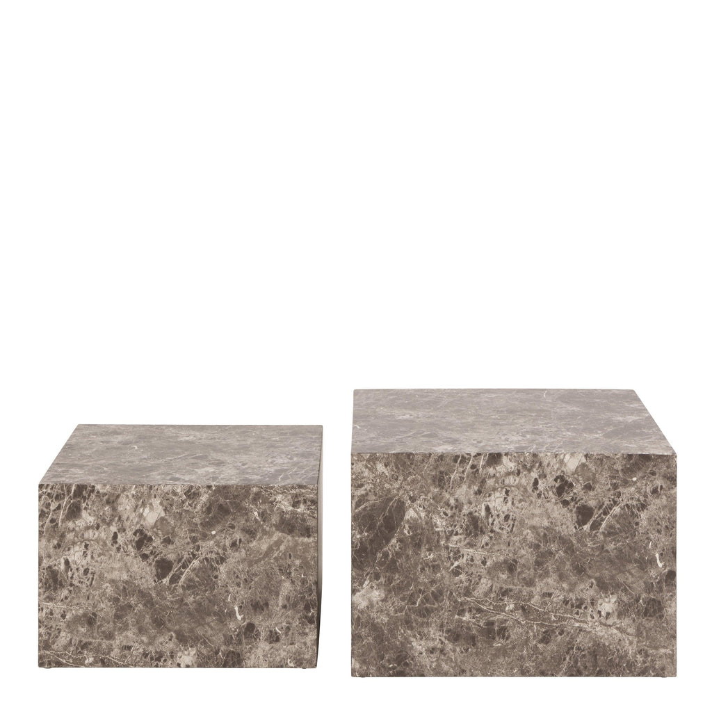 Dice Square Coffee Table Set in Light Brown Emperador Rough Paper - image 2