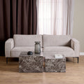 Dice Square Coffee Table Set in Light Brown Emperador Rough Paper - image 3