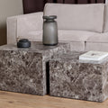 Dice Square Coffee Table Set in Light Brown Emperador Rough Paper - image 4