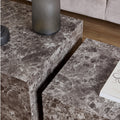 Dice Square Coffee Table Set in Light Brown Emperador Rough Paper - image 5
