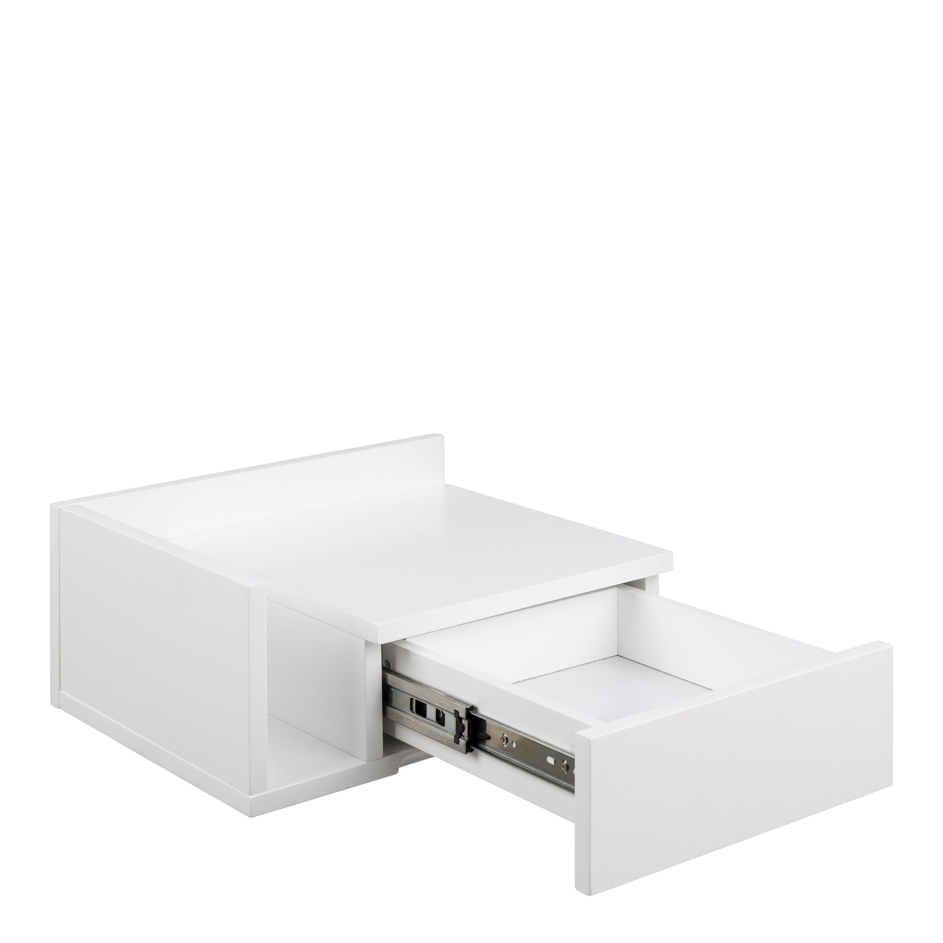 Ashlan 1 Drawer Wall Mounted Square Bedside Table in White - image 5