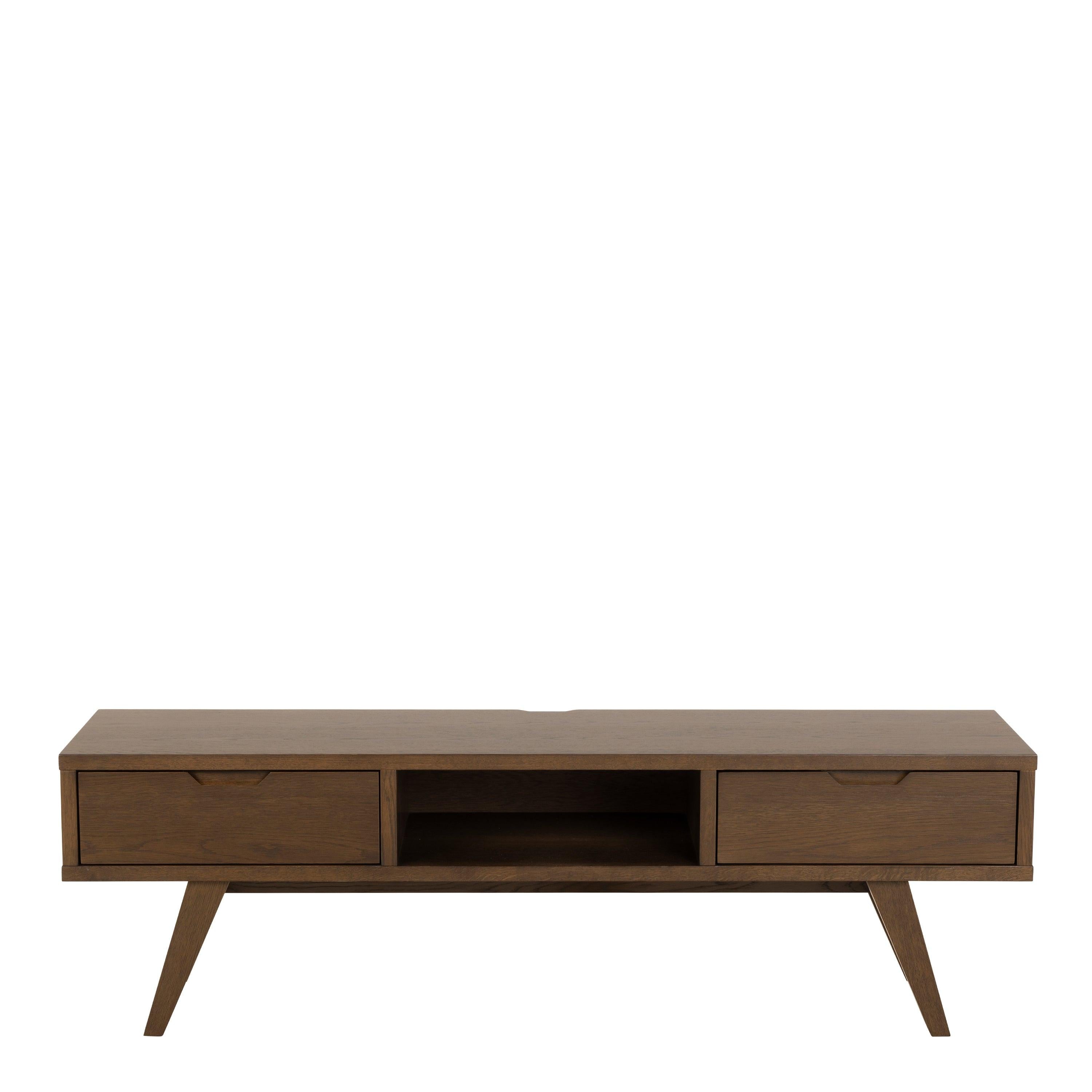 A-Line TV Unit with 2 Drawers in Smoked Oak - image 2