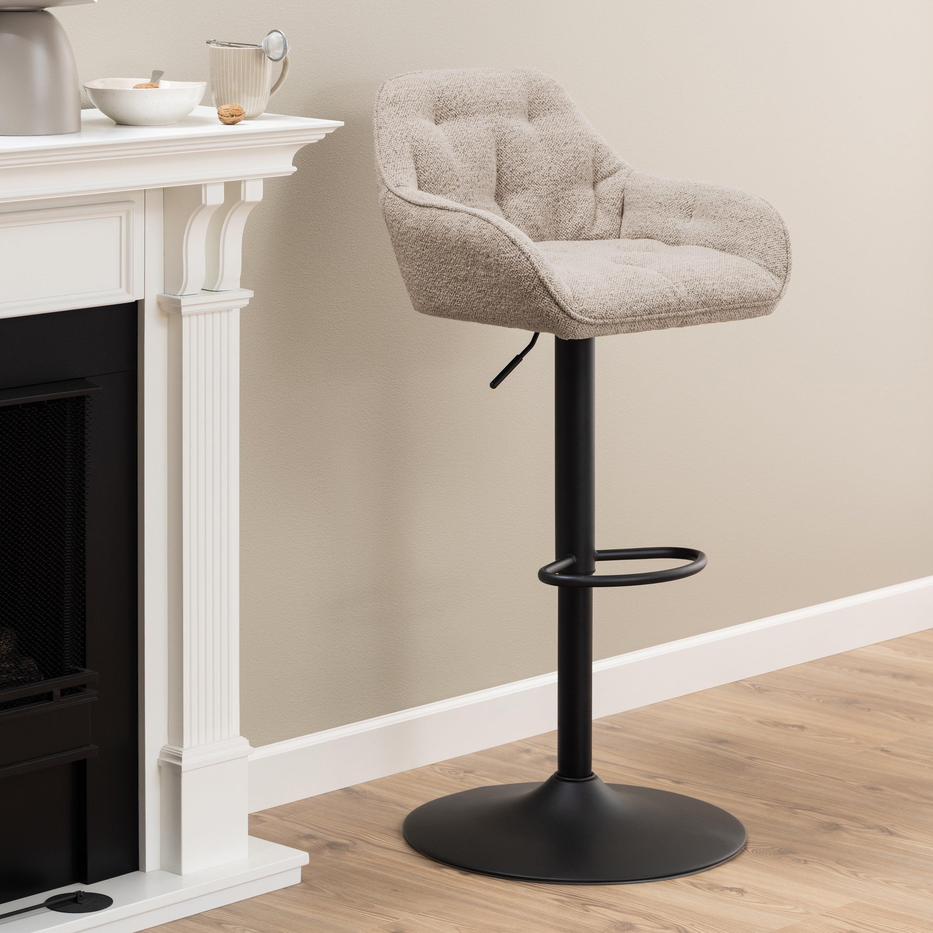 Brooke Swivel Bar Stool with Height Adjustable Function in Monza Beige Set of 2 - image 4