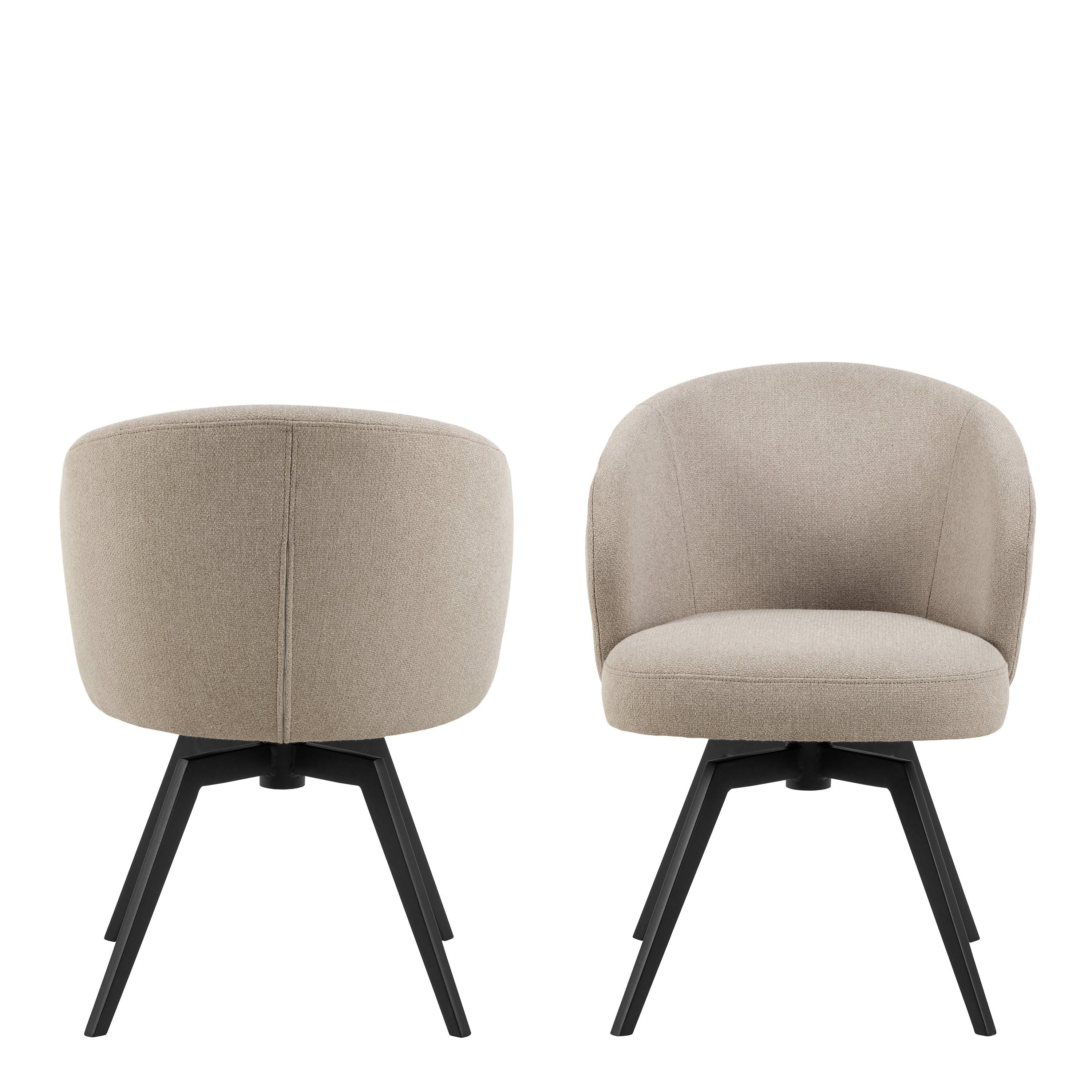 Darlene Dining Chair with Armrest and Swivel Function in Beige - image 2
