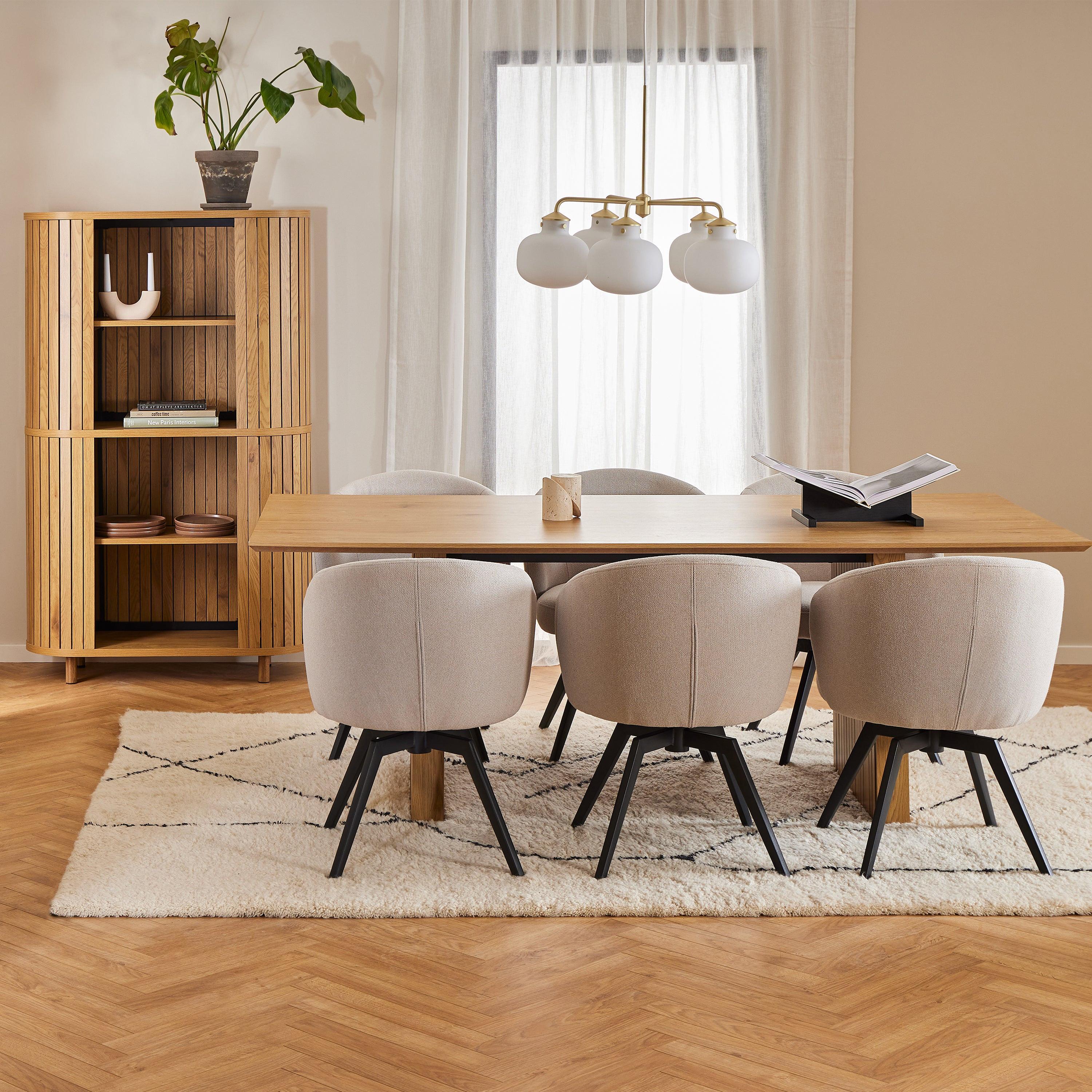 Darlene Dining Chair with Armrest and Swivel Function in Beige - image 5