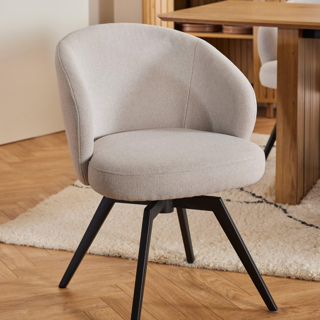 Darlene Dining Chair with Armrest and Swivel Function in Beige - image 6