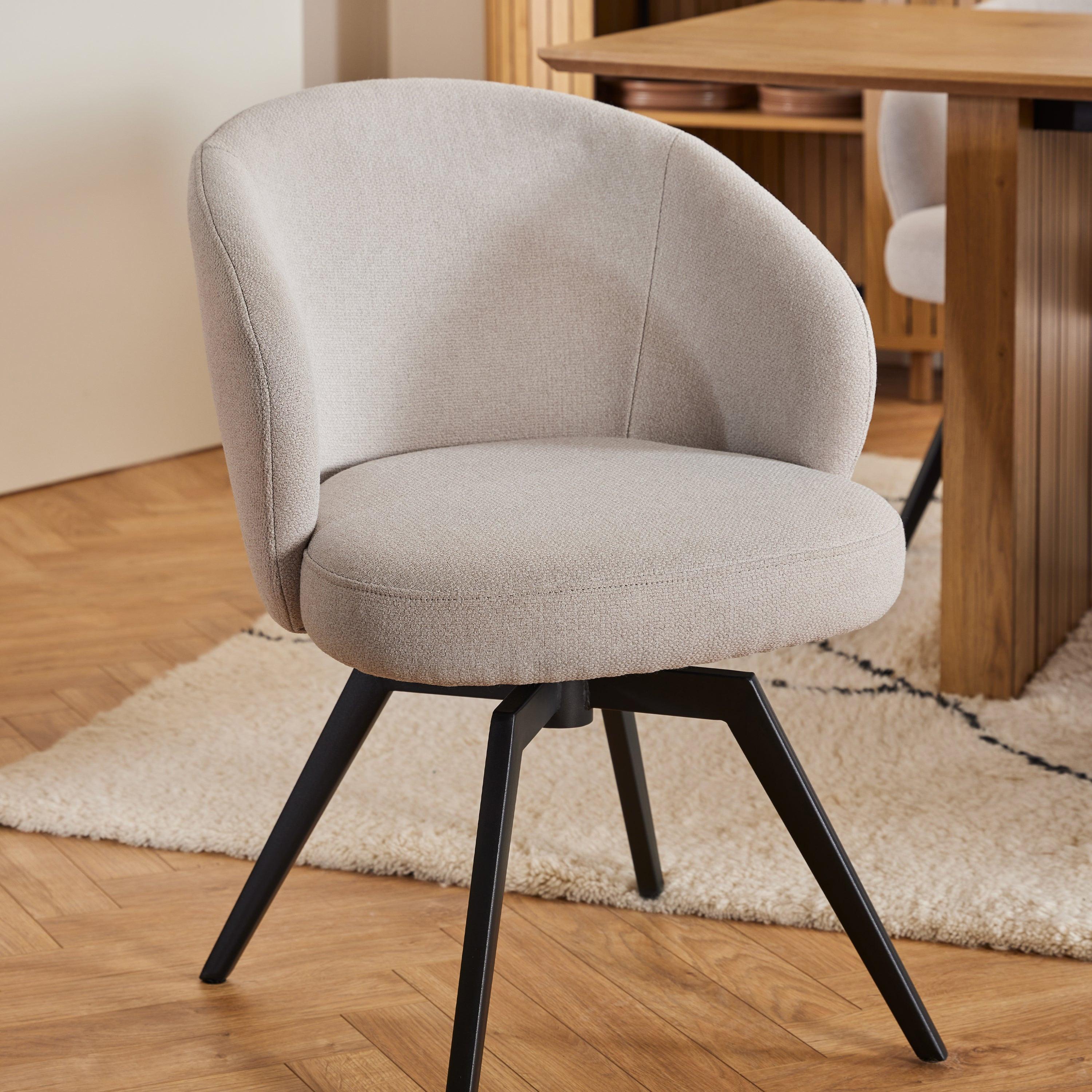 Darlene Dining Chair with Armrest and Swivel Function in Beige - image 6